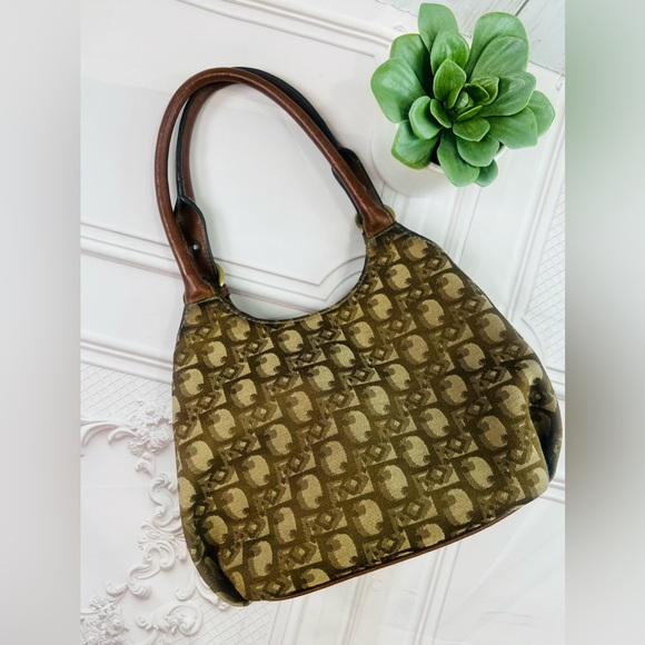 Y2K Rosetti Faux Leather Canvas Beige Tan And Brown Bag Multi Compartments small - Picture 7 of 13